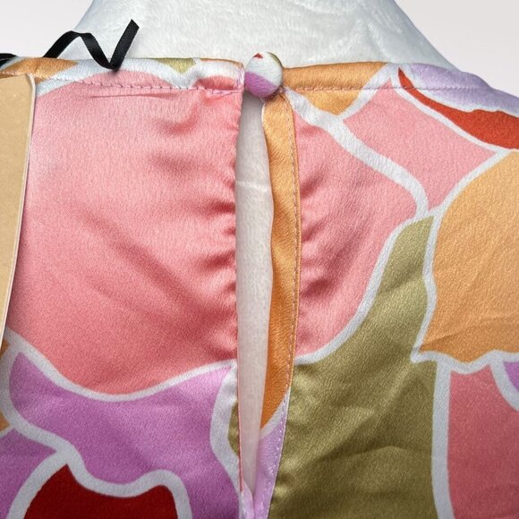 NWT Halogen Abstract Floral Print Cap Sleeve Blouse Pink Orange Lightweight XS - Picture 9 of 11